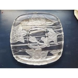 NEW Fifth Avenue Crystal Narcissus 13" Inch Chip And Dip Frosted Crystal